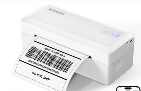 KNAON Shipping Thermal Label Printer, 4x6 Portable Label Printer, White Bluetoot
