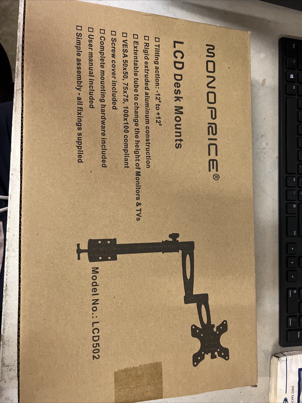 NEW Monoprice LCD-502 Adjustable Tilting Desk Mounts 