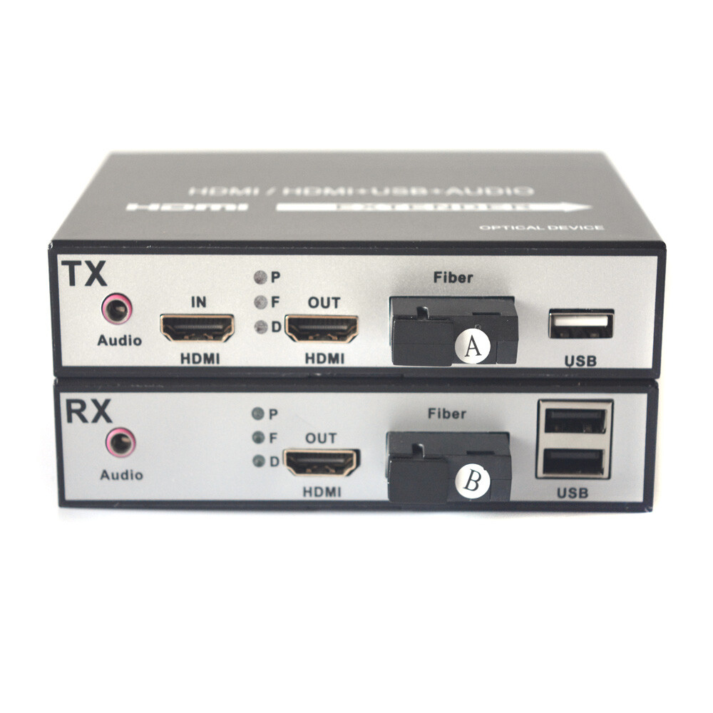 HDMI Extender Media Converter,Uncompressed 1080P KVM USB2.0  to Fiber Optic 20Km