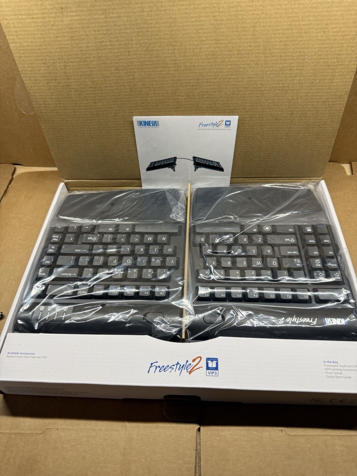 KINESIS Freestyle2 USB-C Ergonomic Keyboard w/ VIP3 Lifters 9" Separation 820 PC