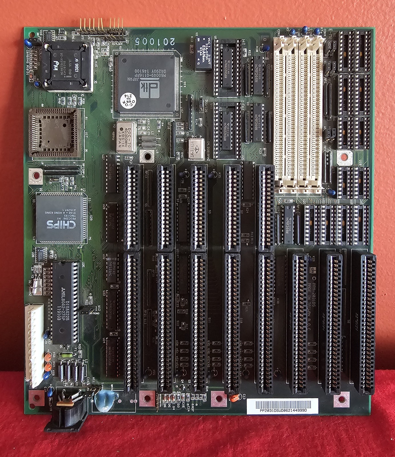 Vintage 386SX-20 Motherboard Intel NG80386SX-20 CPU ISA 386 CHIPS Dtk 1990s