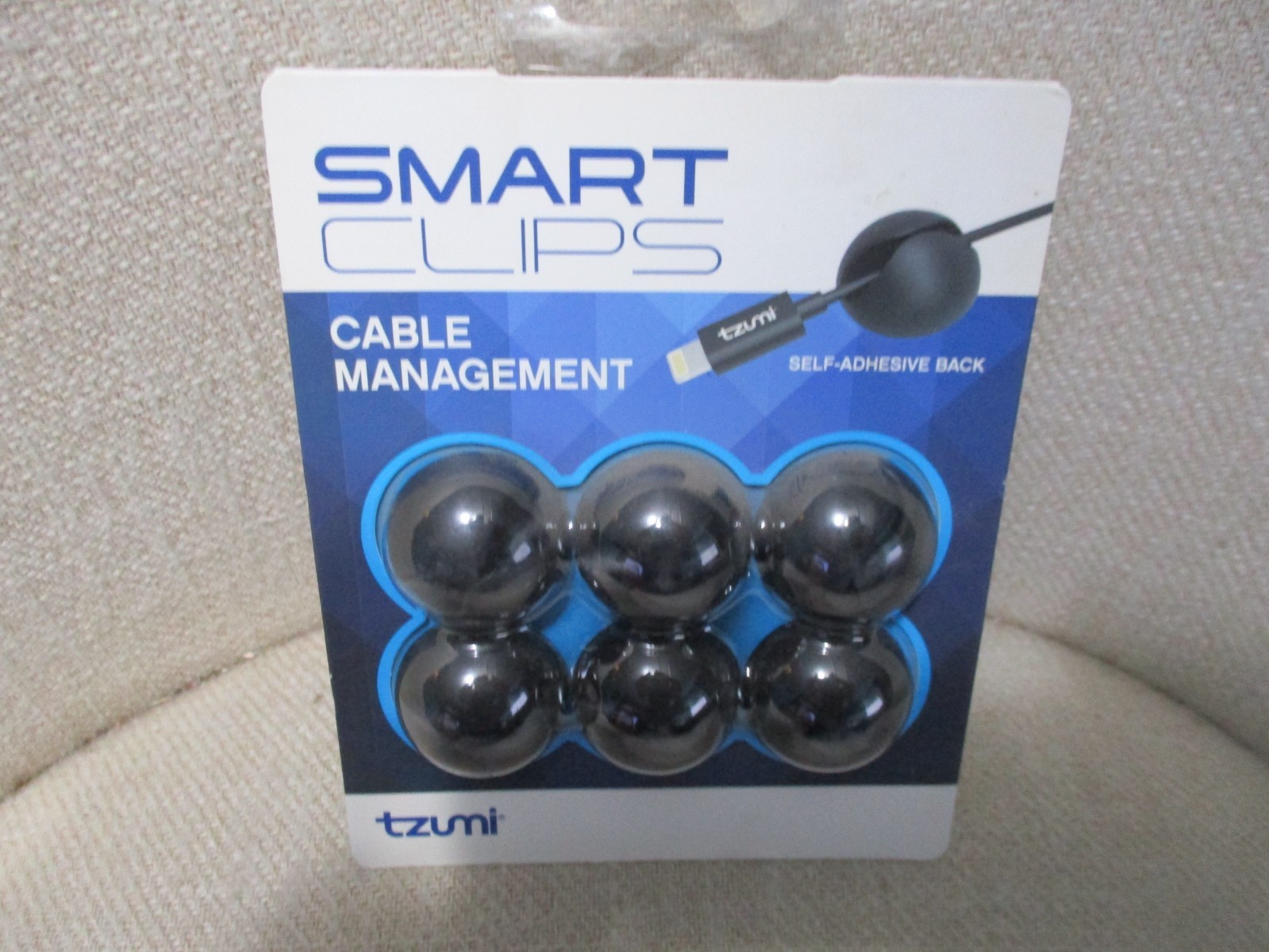 TZUMI Smart Clips Cable Management 6-Pack Self-Adhesive Back Cord Organizer 6203