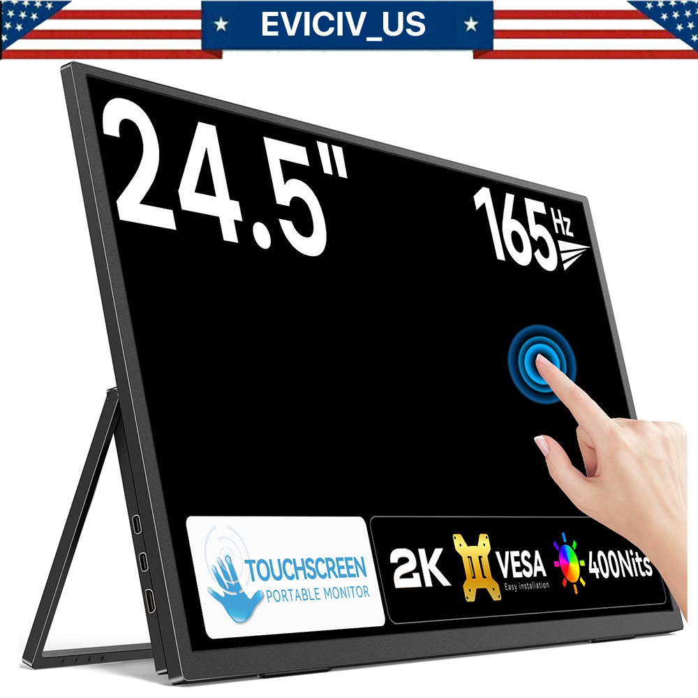 2025 165Hz Portable Monitor, 24.5" 2K Touchscreen Gaming Monitor 100%sRGB For PC