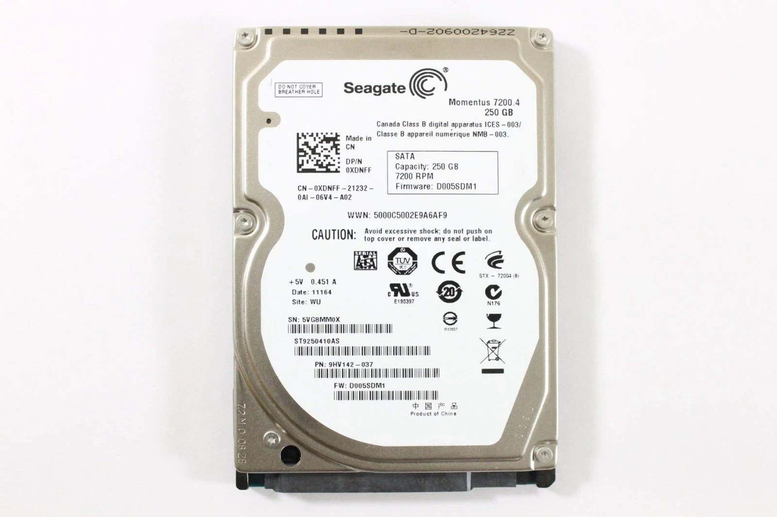 Seagate Momentus HD HDD ST9250410AS 250GB SATA 2.5" 7.2K 7200 RPM