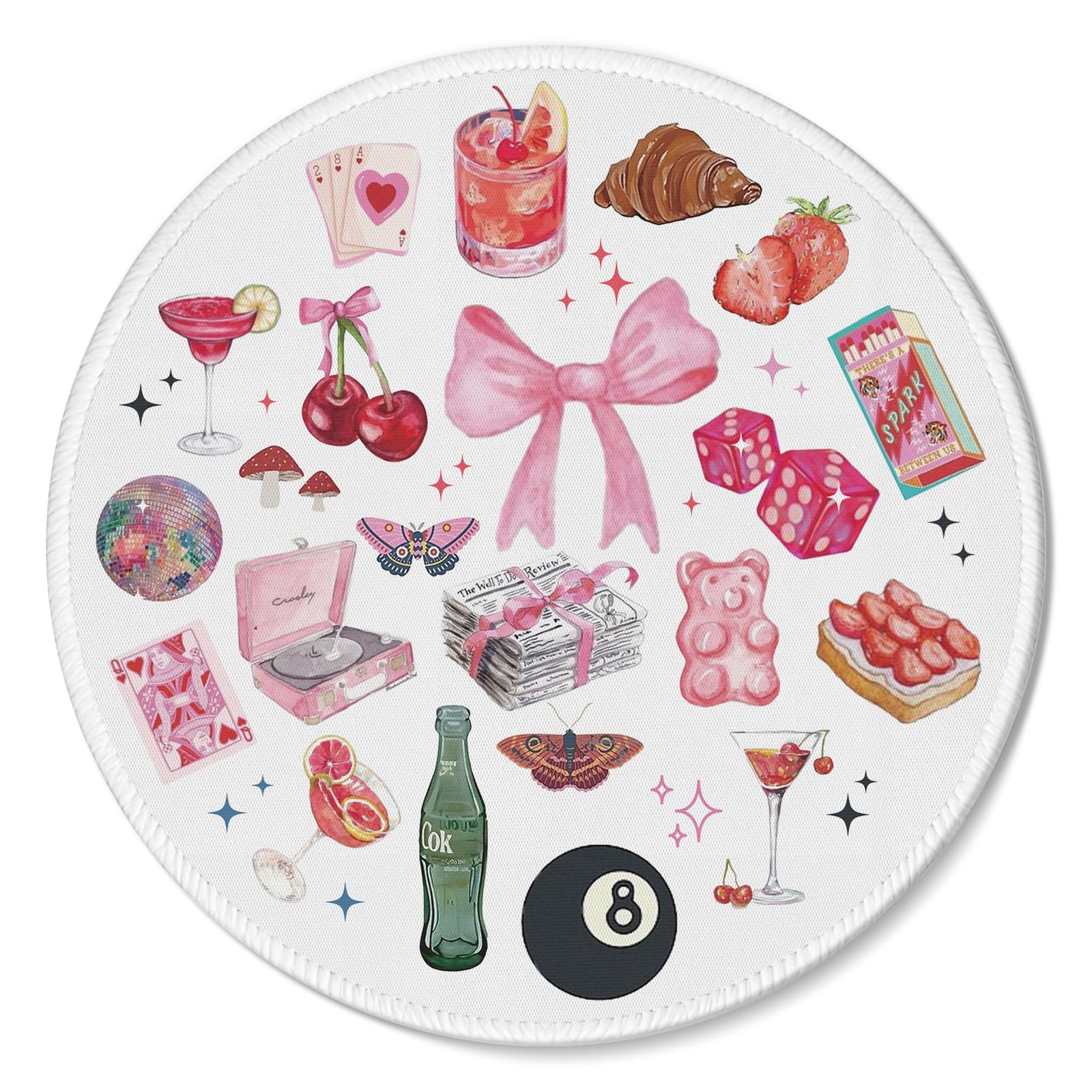 Coquette Pink Mouse Pad Y2K Preppy Girly Collage 7.9x7.9 Inch C070 Mat
