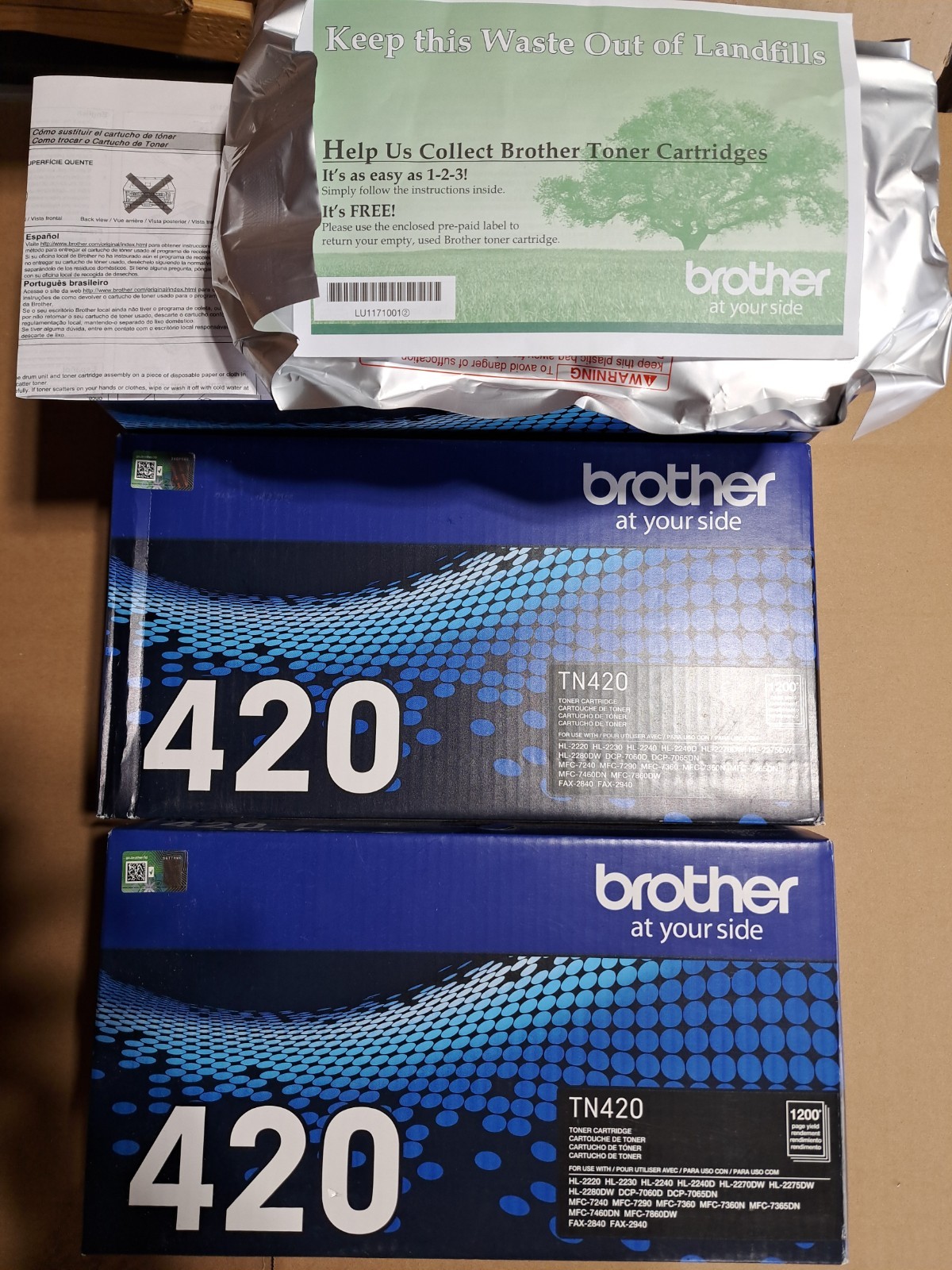 3 Genuine Brother HL-2220 2280 HL-2240 HL-2270DW TN420 Toner Cartridges HL-2230D
