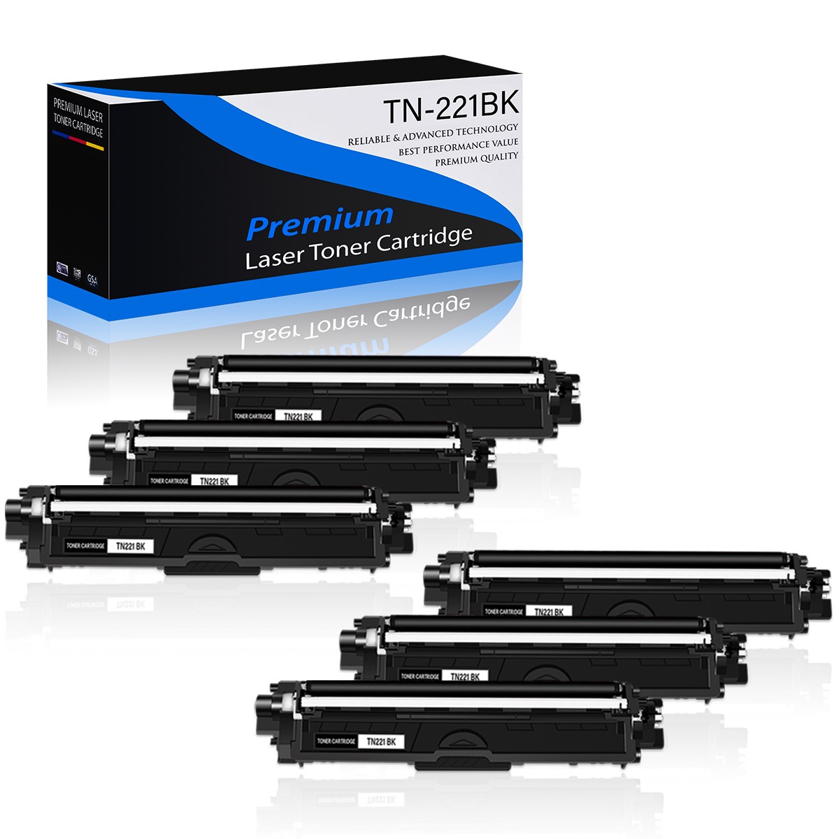 6PK Black TN221 TN225 Toner Cartridge For Brother HL-3140CW HL-3170CDW Printer