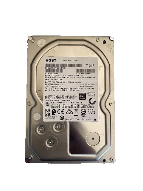 HGST HUS726060AL5211 6TB 7.2K SAS 12Gb/s 3.5" HDD For Parts