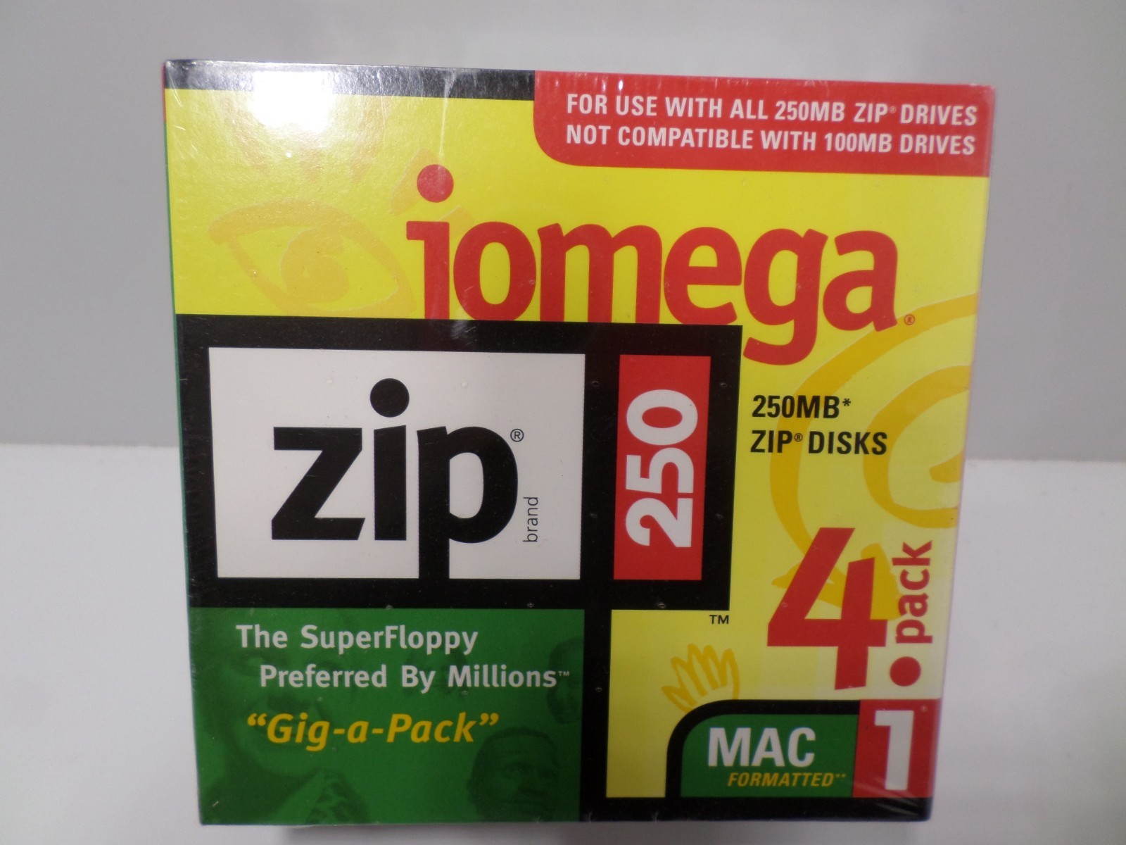 Iomega 250MB Zip Disks 4 Pack PC Formatted SEALED PACK OF 4