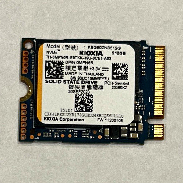 KIOXIA KBG50ZNS512G 512GB NVMe M.2 2230 PCIe Gen4x4 Internal SSD Blue