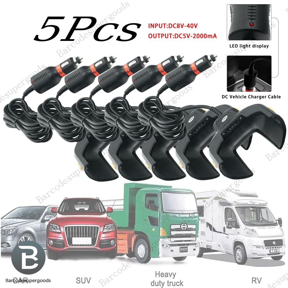5Pcs DC Vehicle Auto Charger Cable for  Zebra TC70 TC75 TC77
