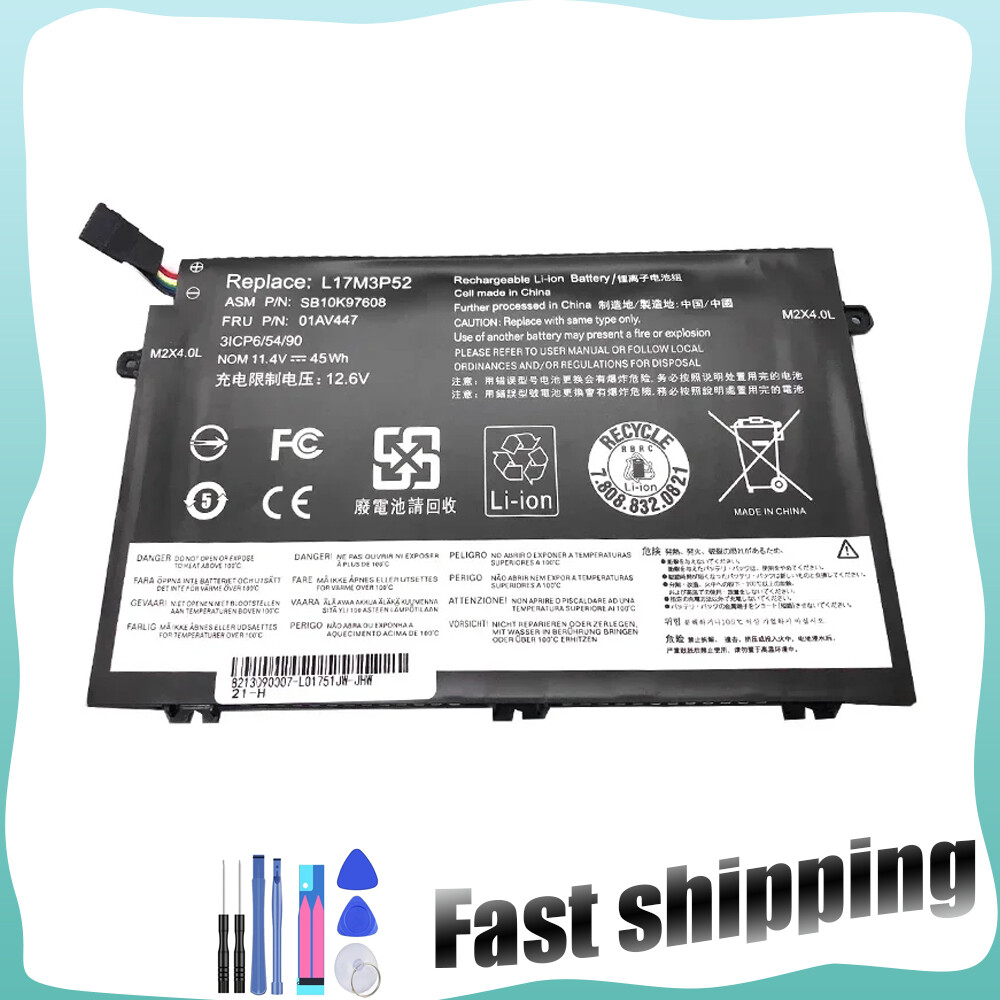 New L17L3P51 L17C3P51 01AV445 Battery for Lenovo ThinkPad E480 E580 E490
