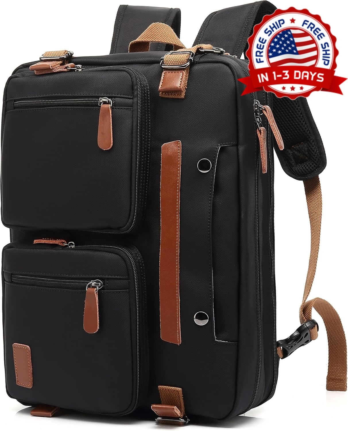Maletin para Laptop 3 en 1 de 17.3 Pulgadas Impermeable para Viajes Negro