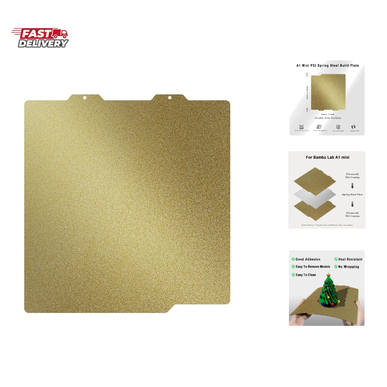 A1mini Textured PEI Build Plate,Double Sided PEI Bambu Lab a1mini Platform,Fl...
