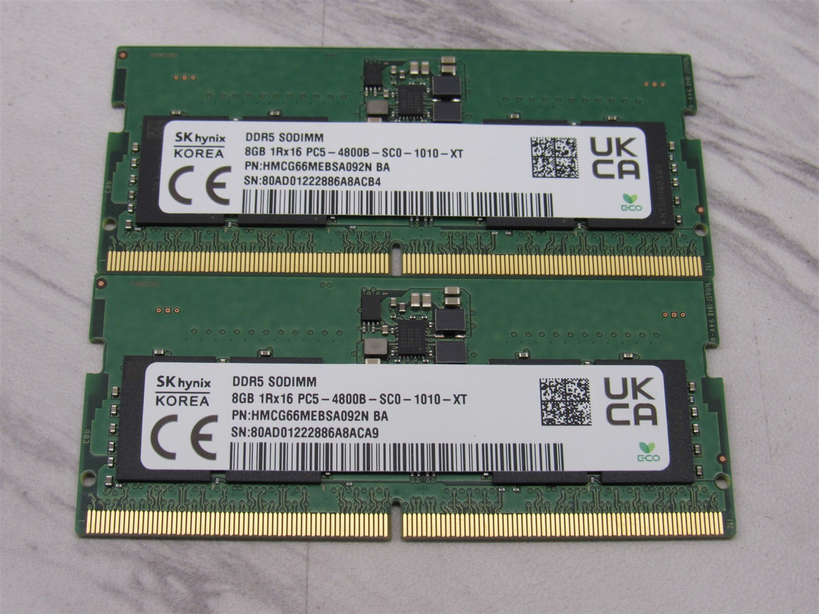 16GB KIT - 2x 8GB SK Hynix 1Rx16 PC5-4800B-SCO1010 Laptop RAM Memory SODIMM DDR5