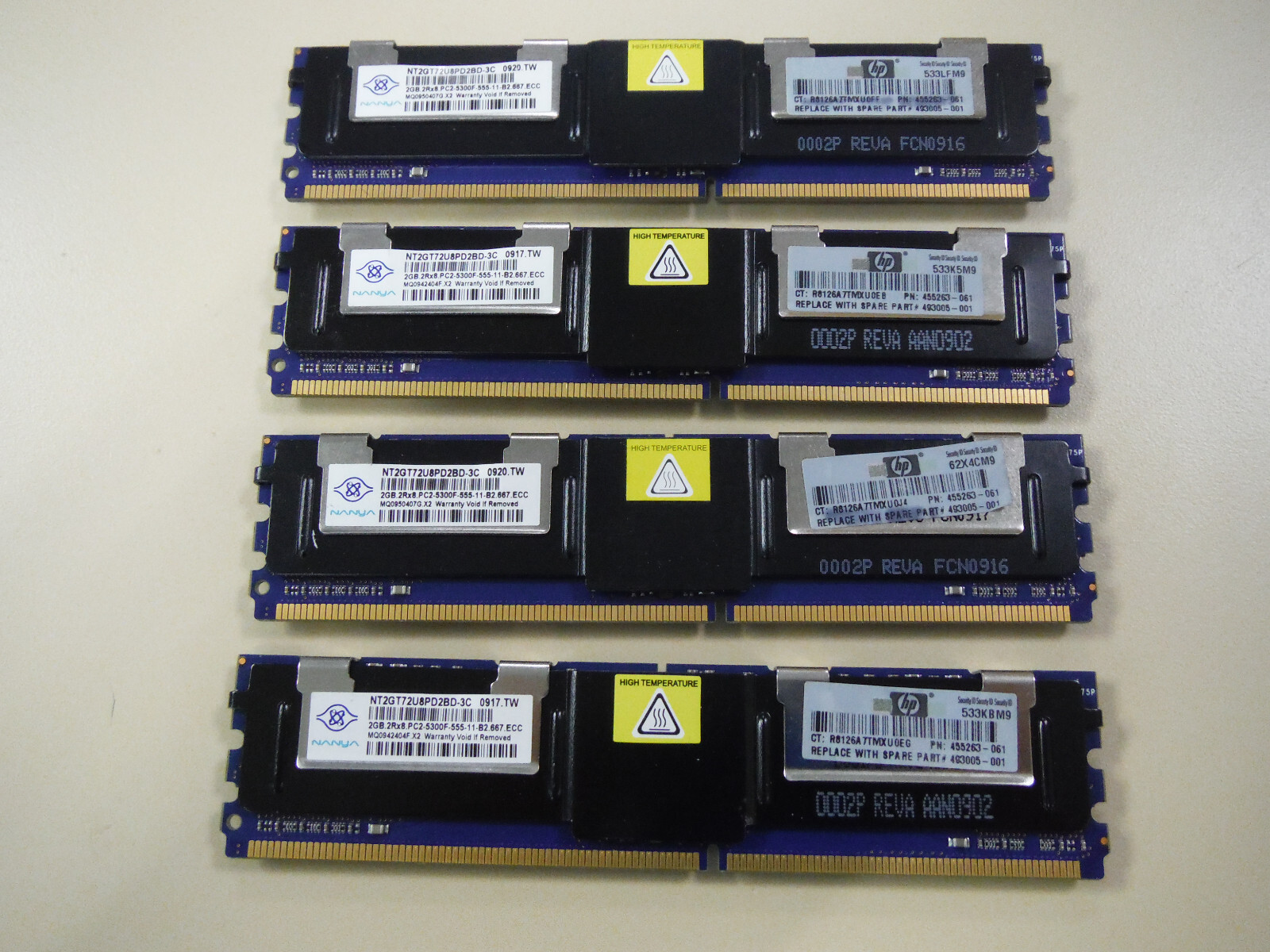 LOT OF 4  Nanya 2GB PC2-5300F DDR2-667MHz ECC 2Rx8 SERVER Memory