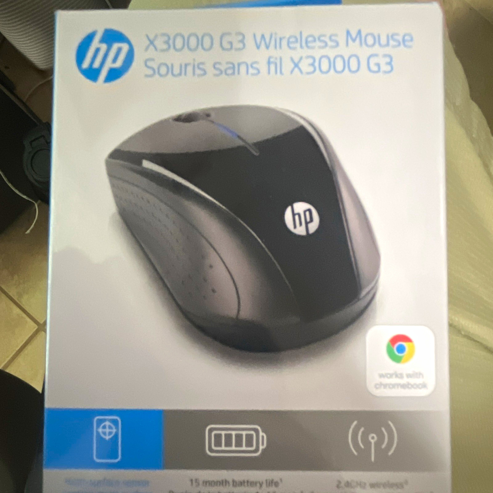 HP X3000 G3 Wireless Optical Mouse 1600 DPI 3-Button Scroll Wheel Black