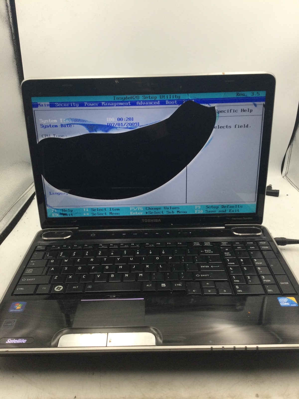 TOSHIBA SATELLITE A505 - BOOTS TO BIOS - INTEL CORE 2 DUO - 4GB RAM - READ - BB