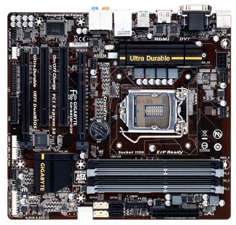 GA-B85M-D3H Gigabyte M-ATX Motherboard 1150 ddr3 B85 usb3.0 4 memory slot