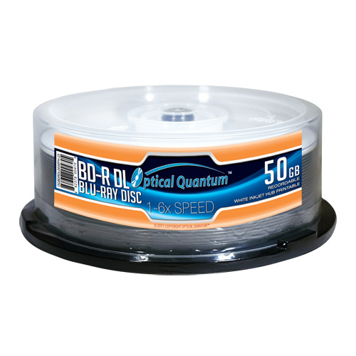 25 Optical Quantum 6x 50GB Blu-ray BD-R DL White Inkjet Print OQBDRDL06WIPH-25