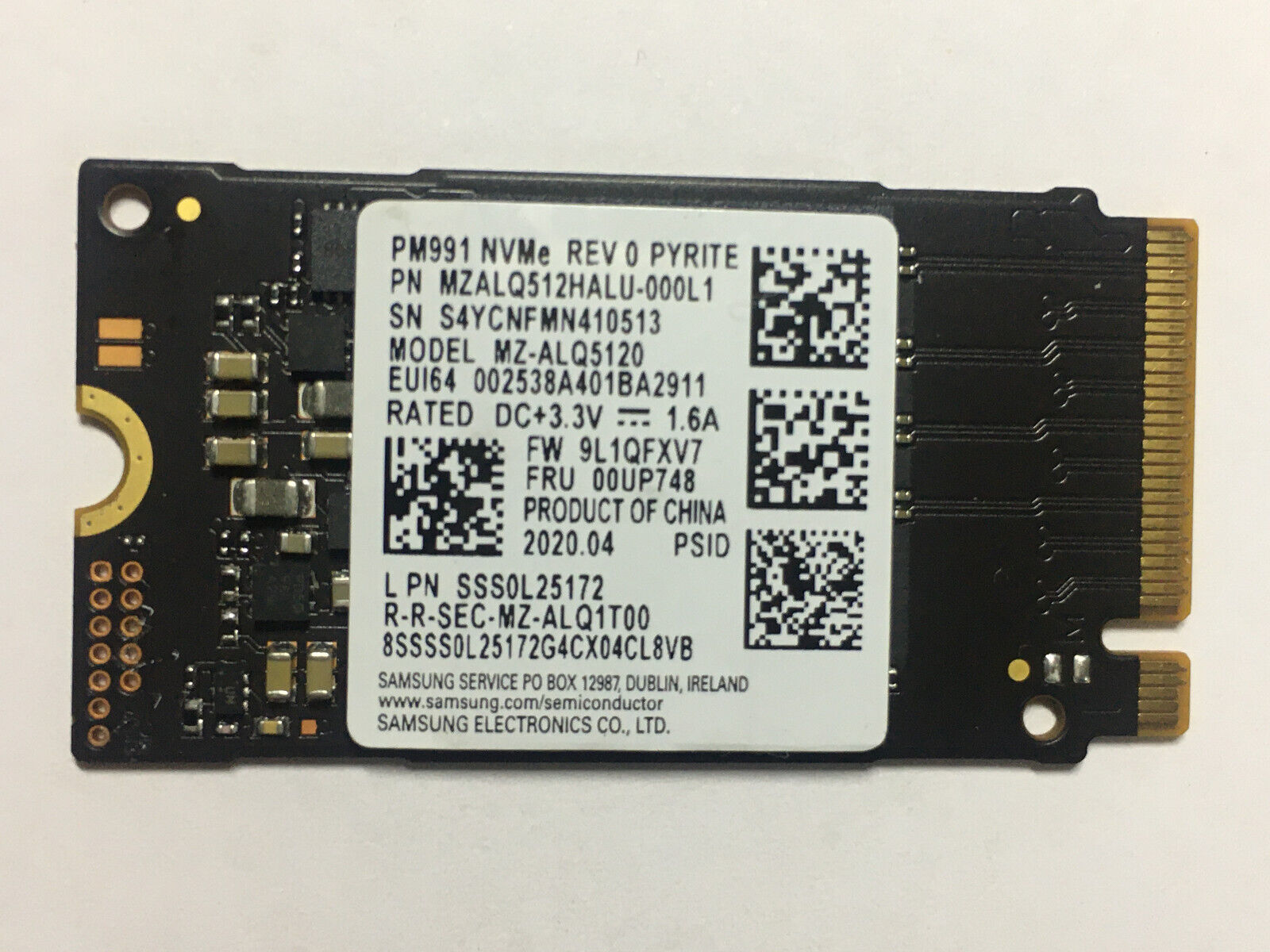 Samsung MZ-ALQ5120 512GB M.2 2242 NVME PCIE 3.0 SSD For Lenovo SSS0Z86693 Laptop