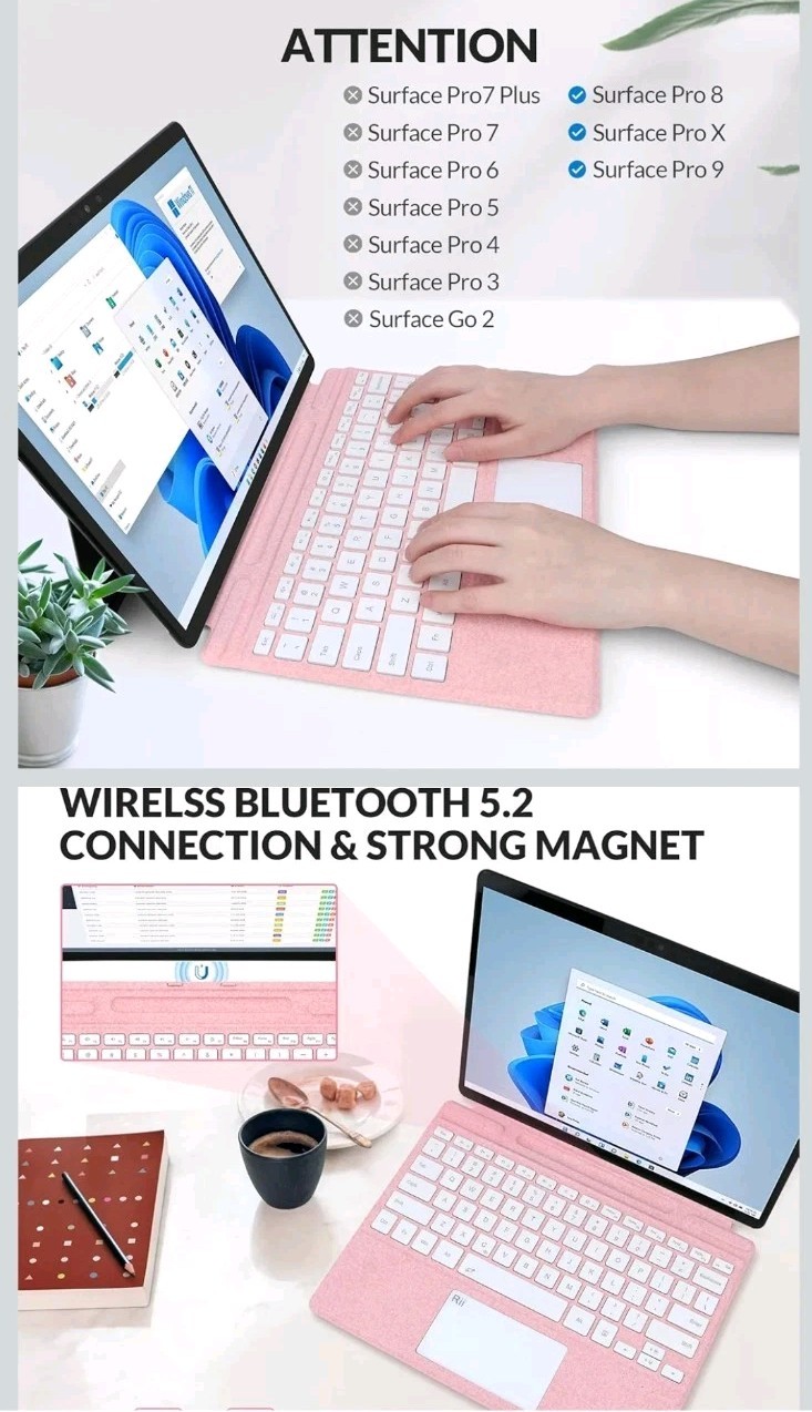 Surface Pro Bluetooth Keyboard | Backlit Touch Pad Rii