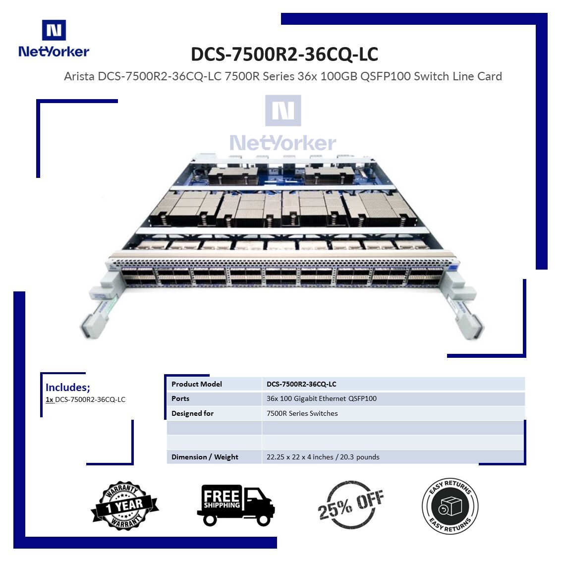 Arista DCS-7500R2-36CQ-LC 36 Port 100GbE QSFP100 Line Card - Same Day Shipping