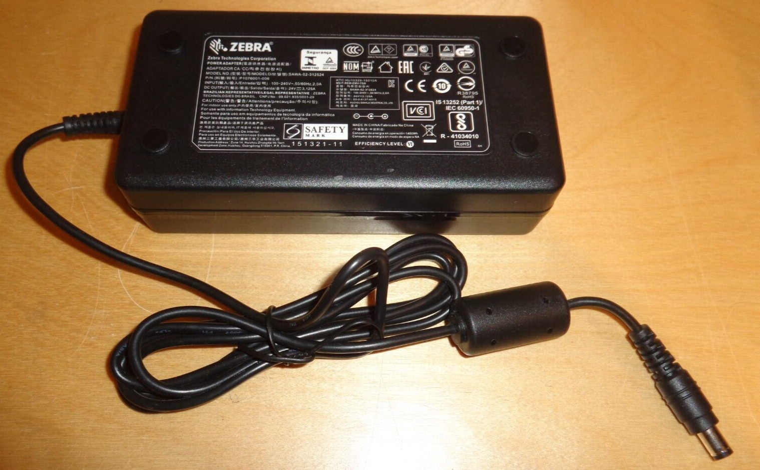 OEM Zebra SAWA-52-312524 24V 3.125A AC Adapter Power Supply Printer P1076001 NEW