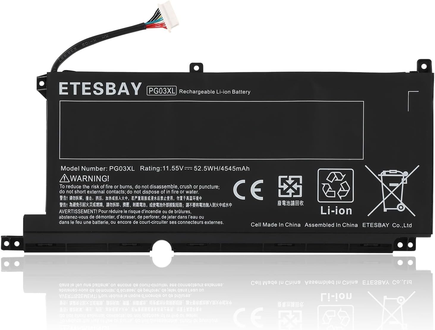 PG03XL HSTNN DB9G Laptop Battery Compatible with HP Pavilion Gaming 15 DK 15