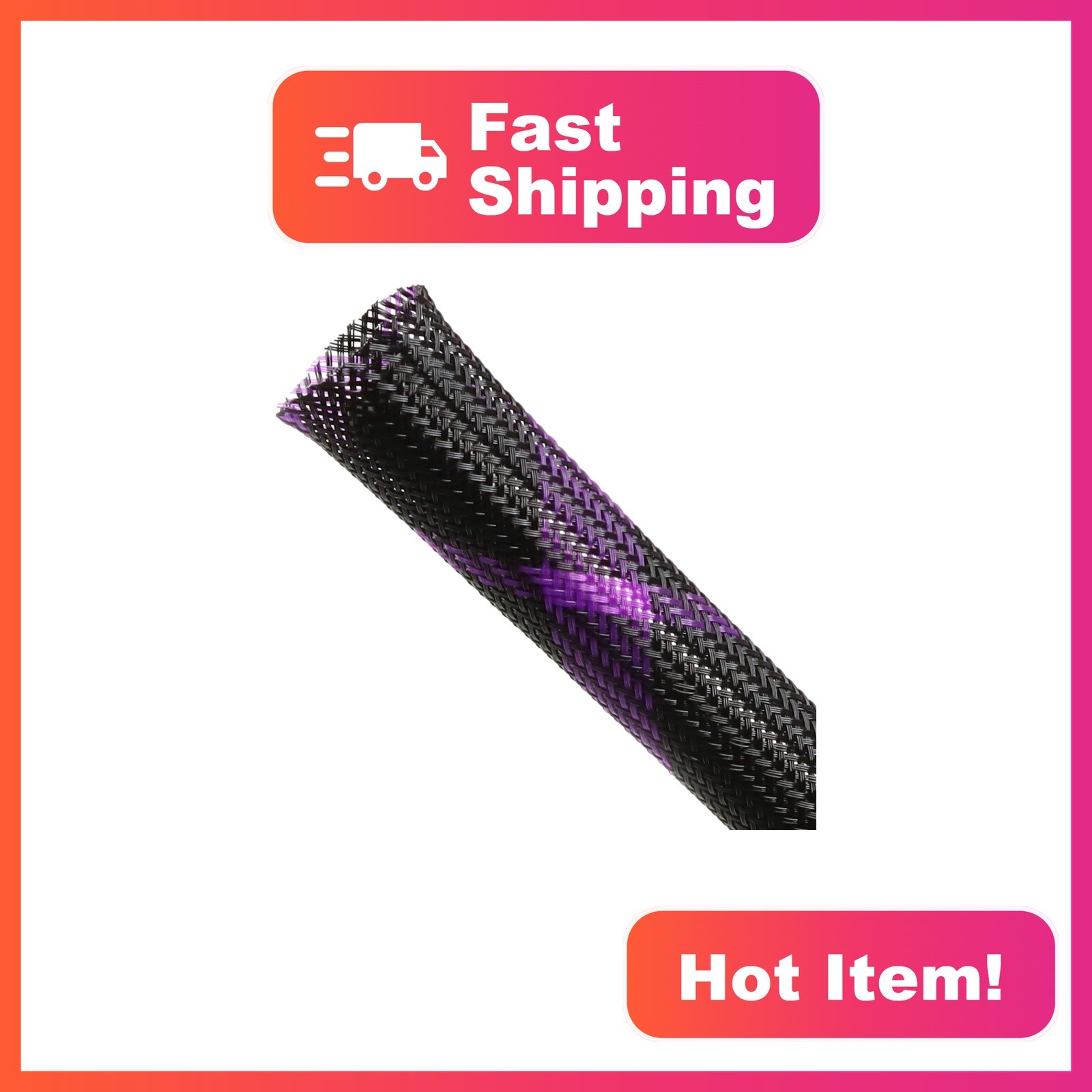 Kelepu Black Purple 1/2x25ft Expandable Braided PET Wire Loom Sleeving