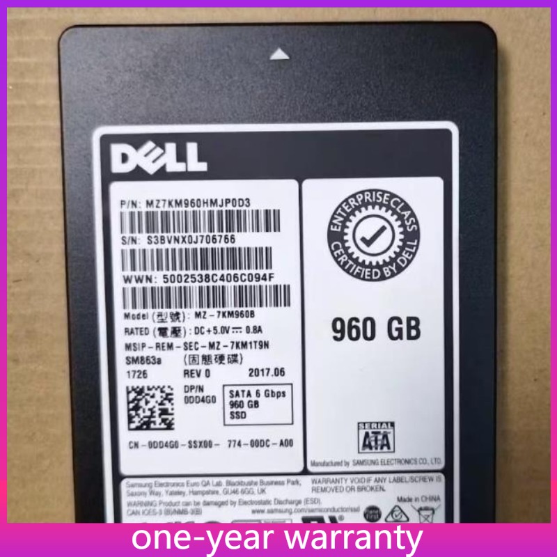 SM863a 960GB DELL Samsung MZ-7KM960B SATA 6 Gbps MZ7KM960HMJP0D3 0DD4G0 SSD