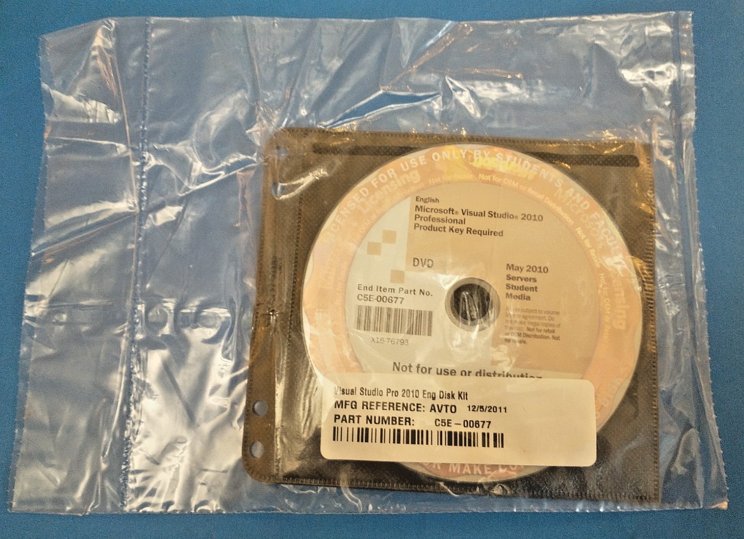 Visual Studio 2010 Professional Academic Disk Kit Sealed w Key C5E-00677 NEW