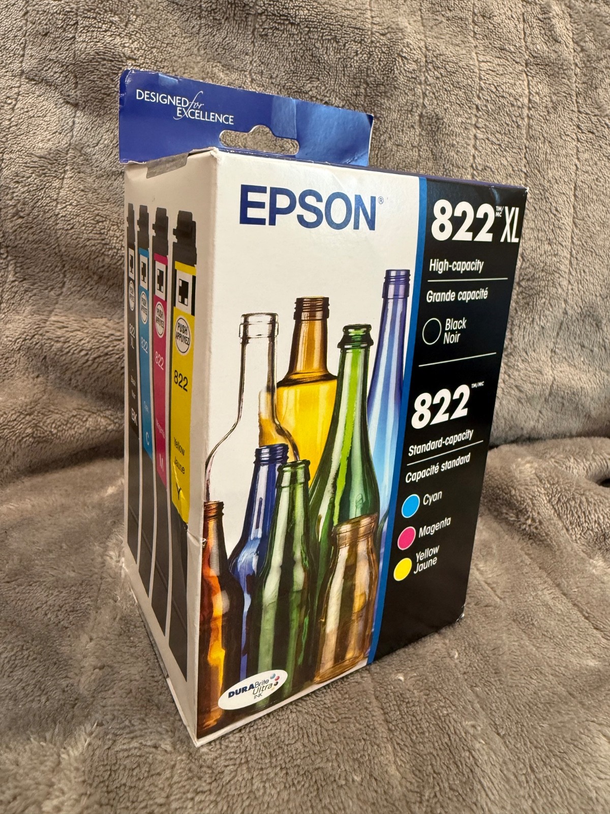 2029 [SEALED] Genuine Epson Ink 822XL High-Yield Black 822 CMY T822XL-BCS 4 Pack