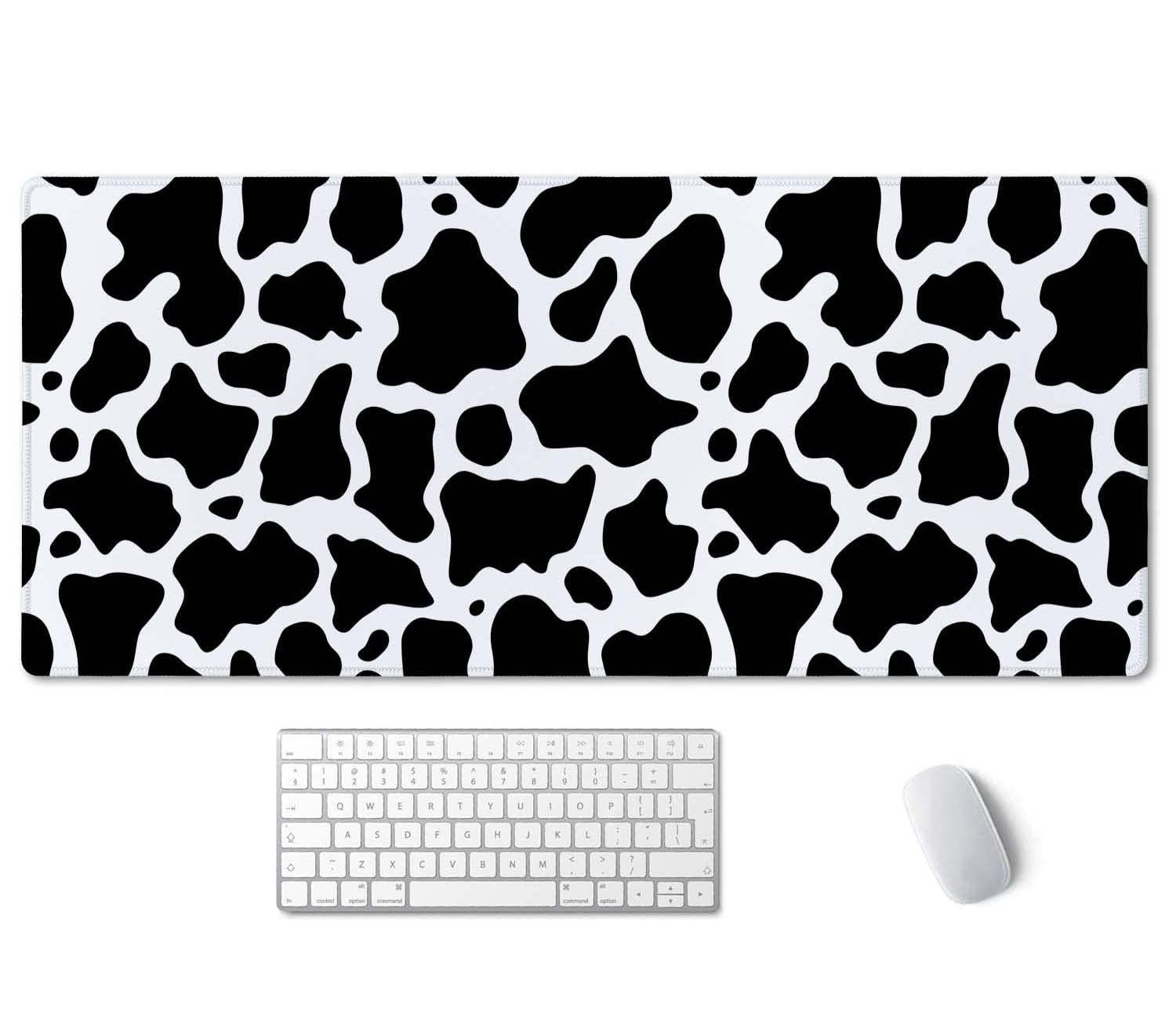 White Black Cow Pattern Desk Pad, Personalized Desk Mat, Cow Print Desk Mat, ...