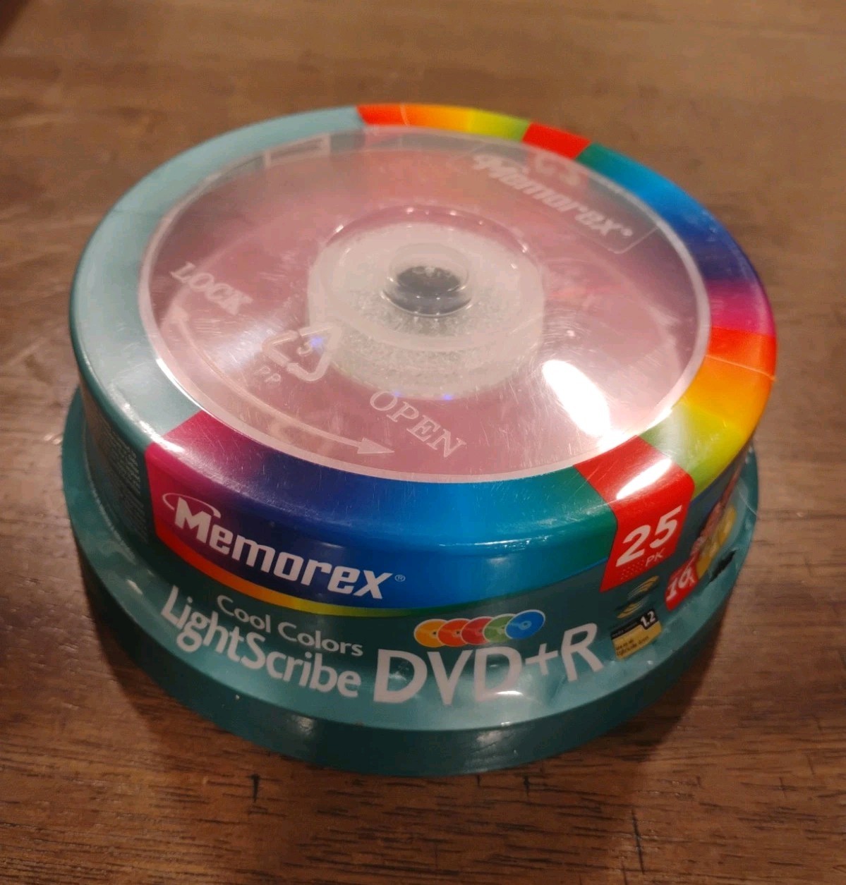 25 Pack Memorex DVD+R 16X 4.7 GB 120 mins Light Scribe Cool Colors Sealed