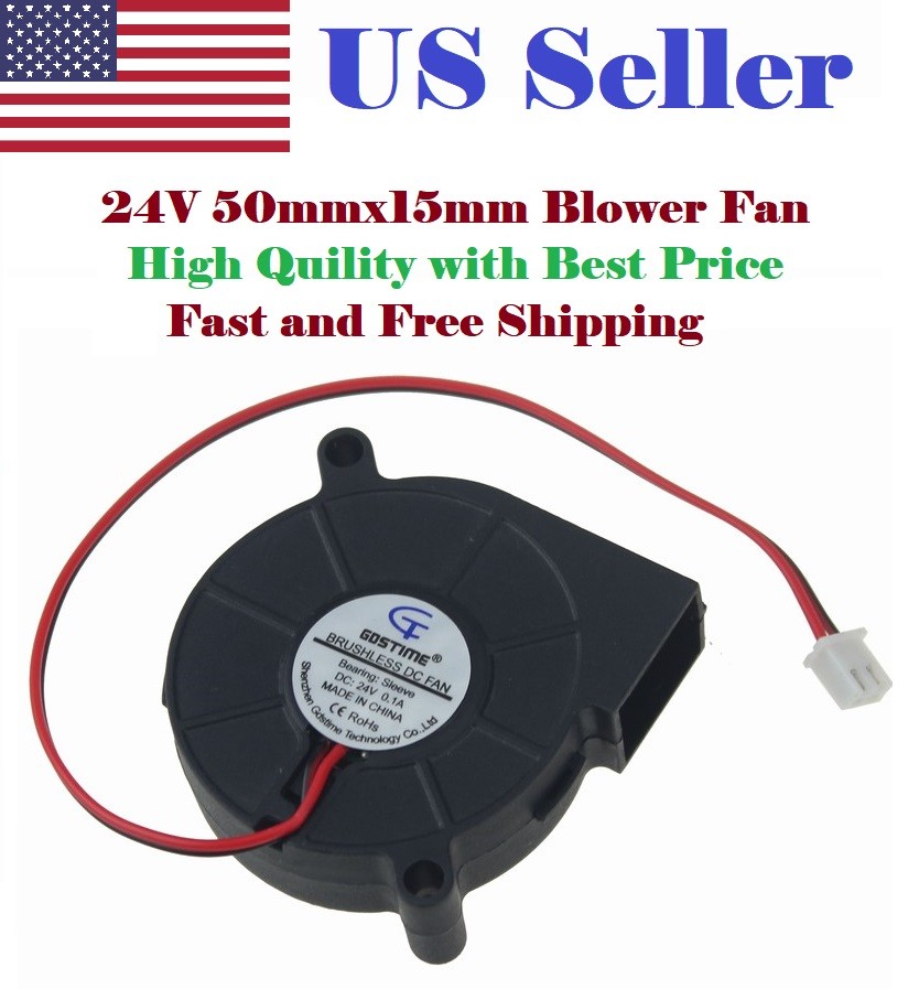 24V DC GDSTIME Blower Cooling Fan 5015 Hotend Extruder  RepRap 3D Printer 2Pin