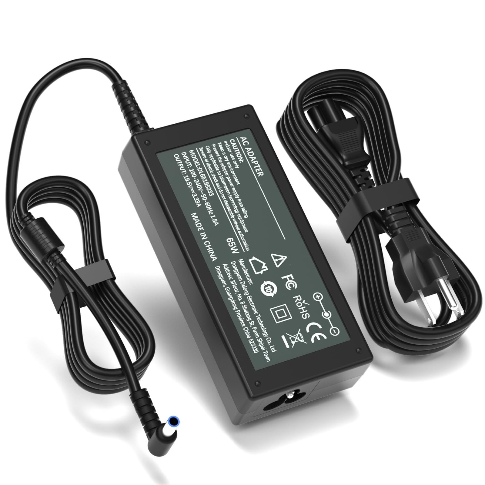 19.5V Power Adapter for HP Monitors M27f M24f M22f 527 Series - Blue Tip Cord