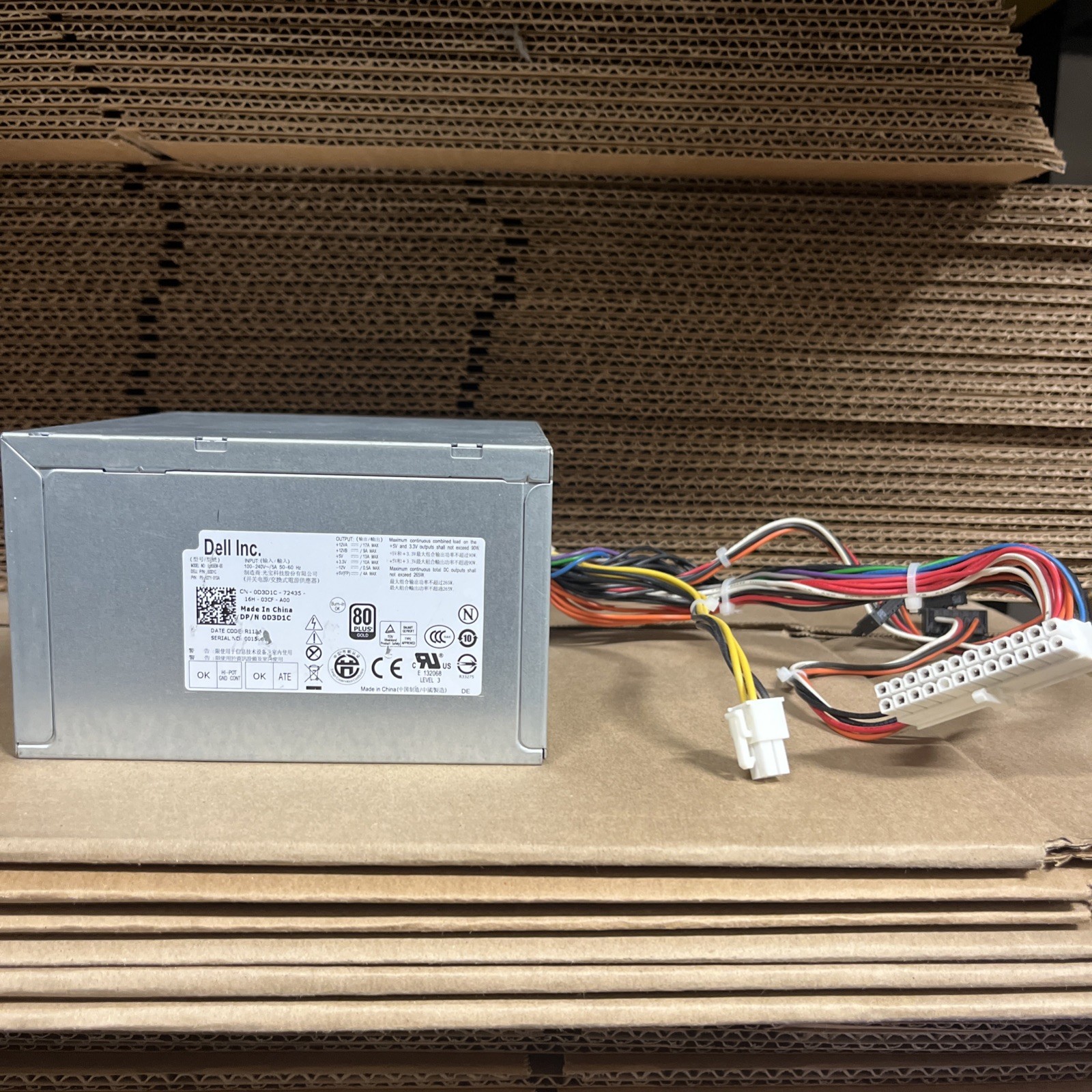 Dell 0D3D1C L265EM-00 PS-6271-01DA 265 Watt ATX PC Power Supply 80Plus Gold