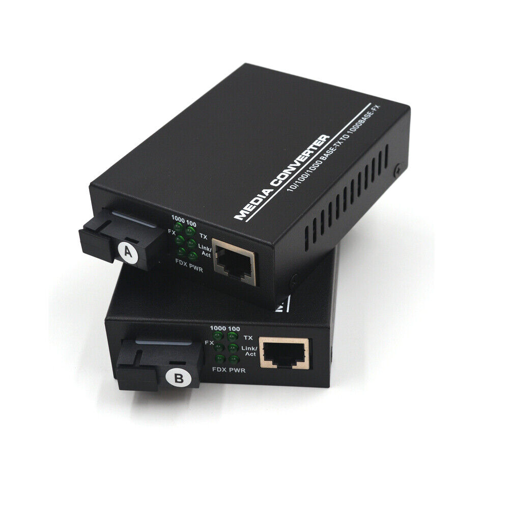 Gigabit Fast Ethernet Fiber Media Converter SC Singlemode 20Km Tx:1310/Rx:1550nm