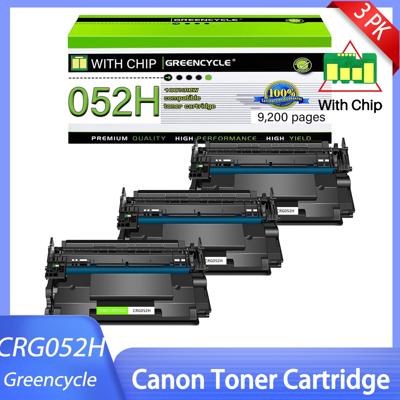 3PK CRG 052H Toner Fits for Canon image CLASS MF426dw MF424dw MF429dw LBP214dw