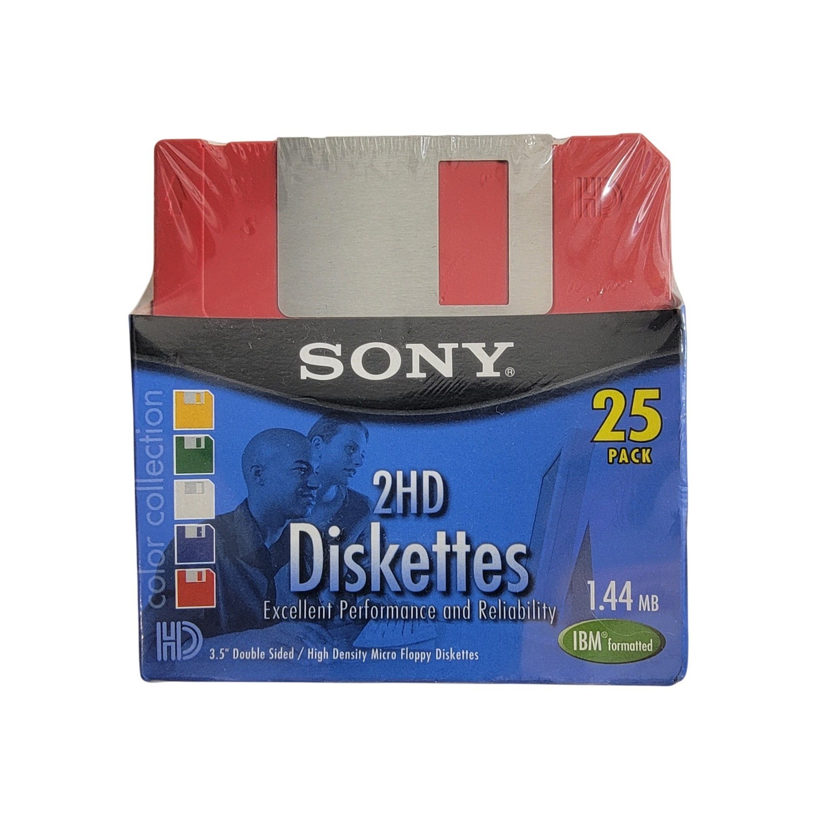 Sony 2HD 3.5 Inch Floppy Diskettes 25 Pack Color Collection 1.44MB IBM Formatted
