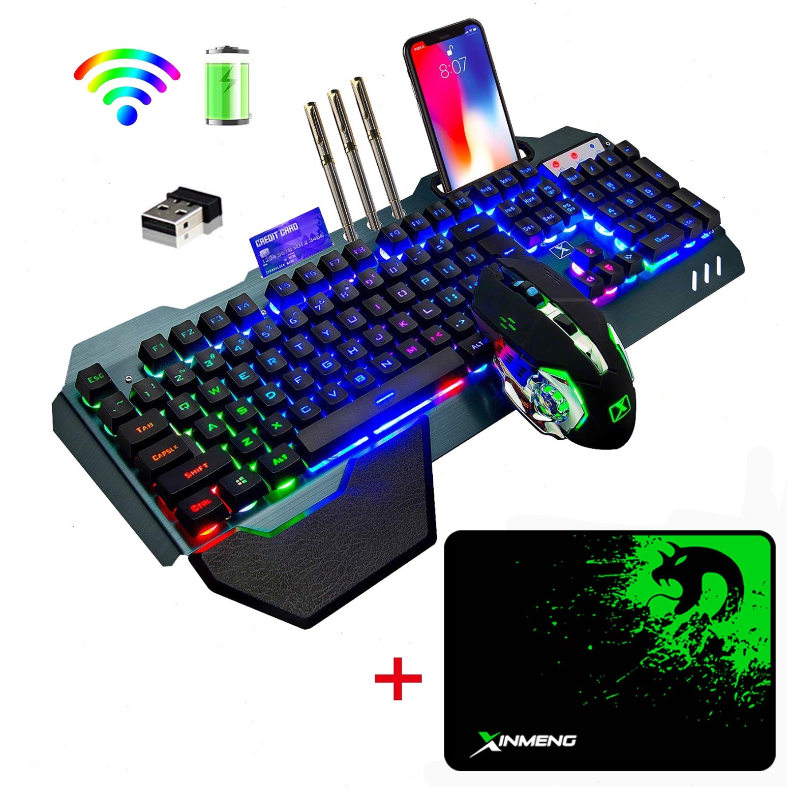 K680 Keyboard and Mouse Wireless Gaming Combo RGB Backlit For PC Mac Laptop