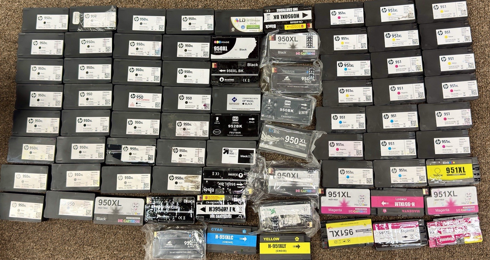 Lot of 76 HP 950XL / 951XL Ink Cartridges – OEM Used + Mixed Black and Color