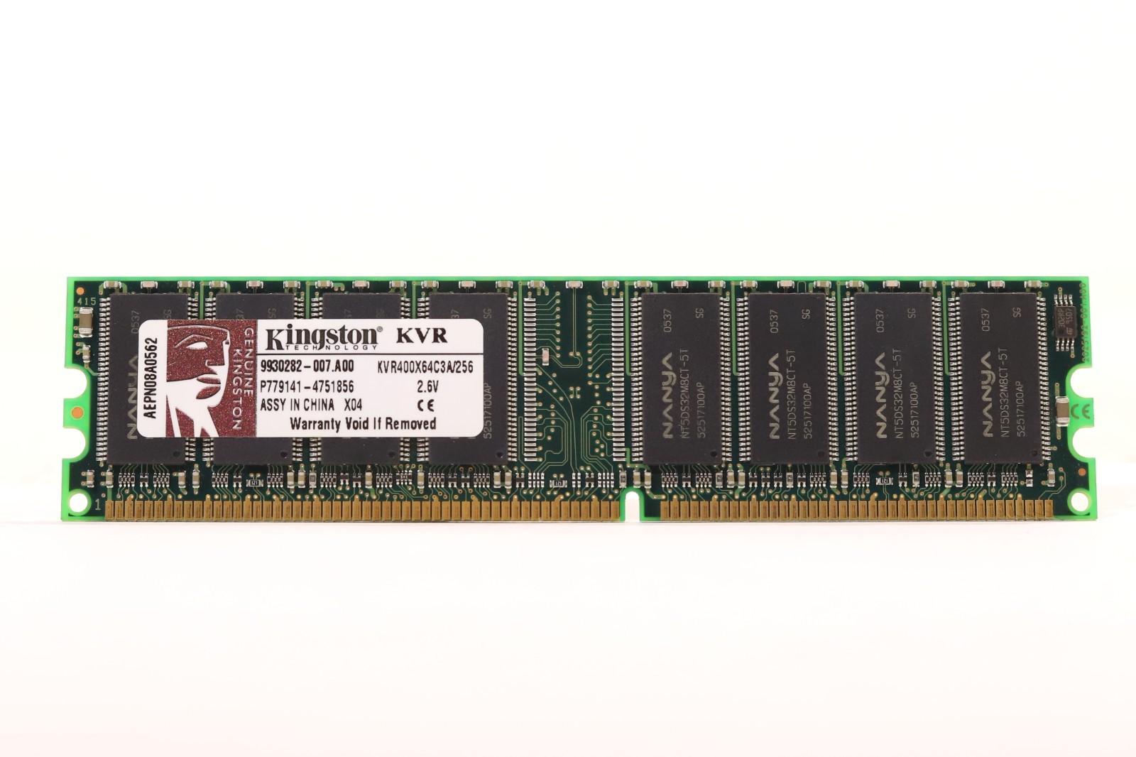 Kingston 256MB 1RX8 PC3200 DDR-400MHz non-ECC Unbuffered Memory KVR400X64C3A/256