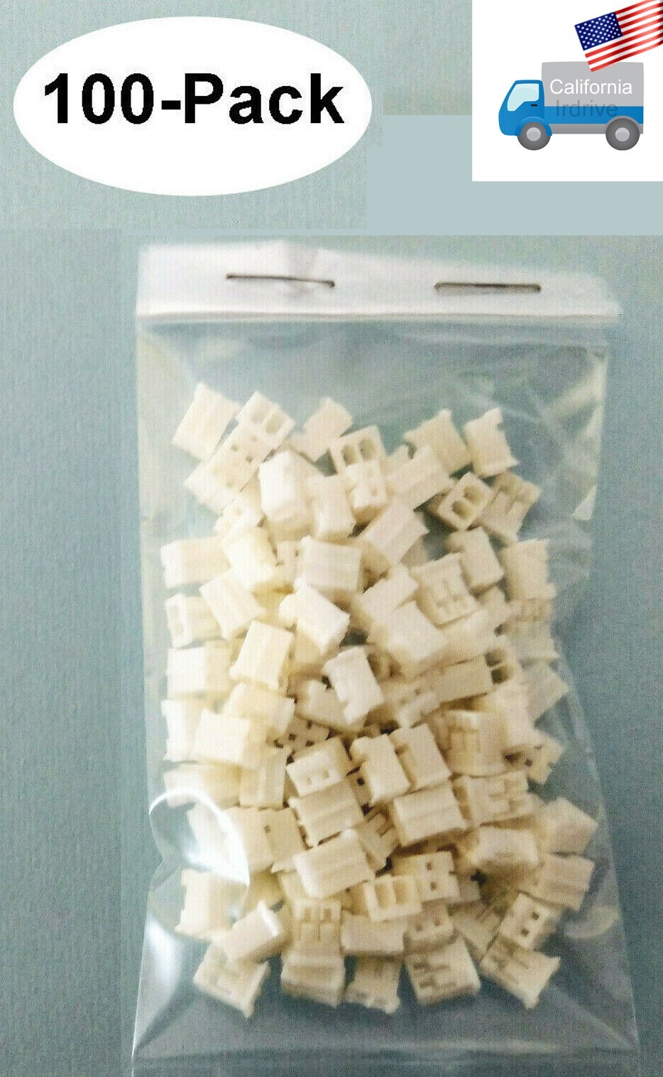 100-Pack NEW 2-pin Power Connector Housing for Computer PC Fan/PSU/ Mobo Cooling