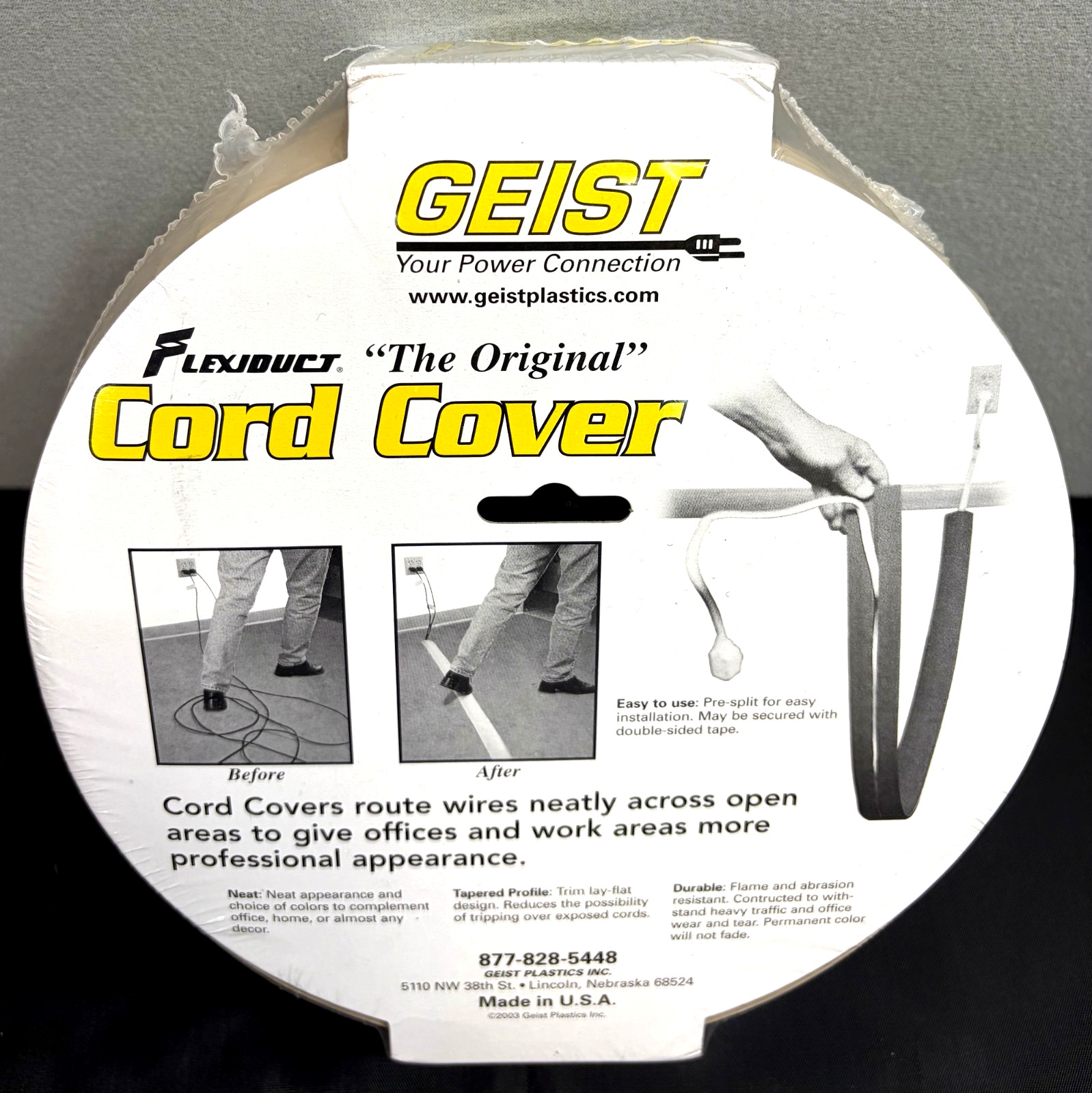 Flexiduct Geist 6 Foot Cord Cover Beige CC-3 2 1/4" X 5/16" New Sealed Roll