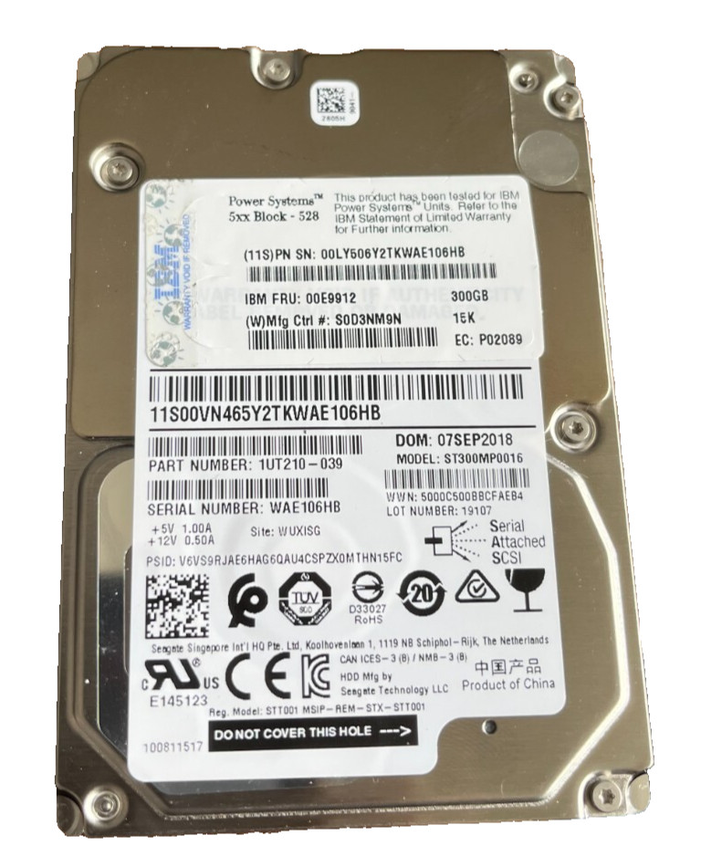 Hard Drive IBM ST300MP0016 300GB 2.5'' 15K Power System, 1UT210-039 Server Drive