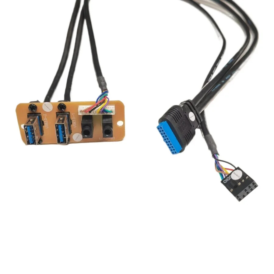 Dual USB 3.0 19Pin 3.5mm Audio Standing Motherboard Extension Cable Front Panel