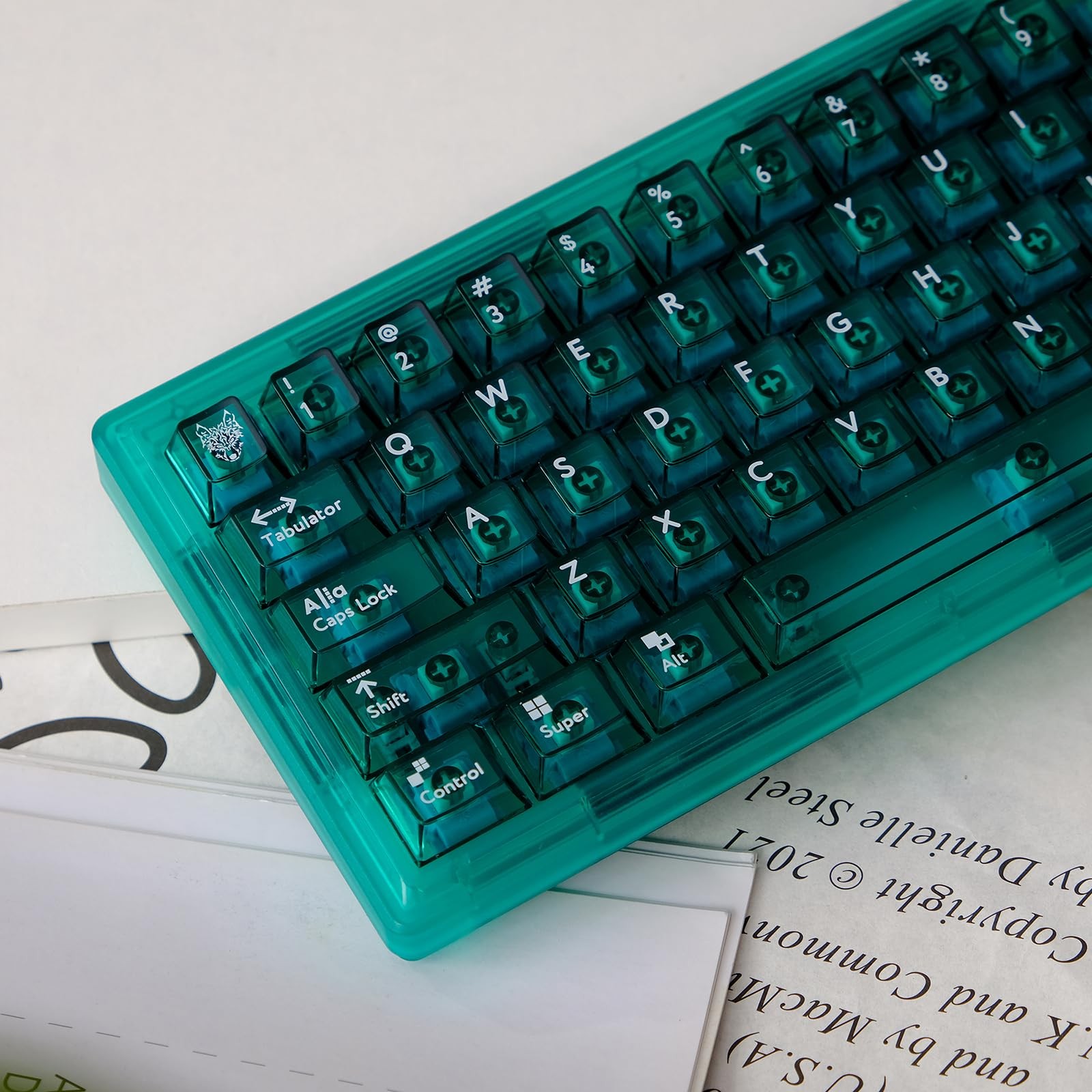 114 Keys Green Crystal Transparent Keycaps PC Cherry Profile Clear Keycaps Se...