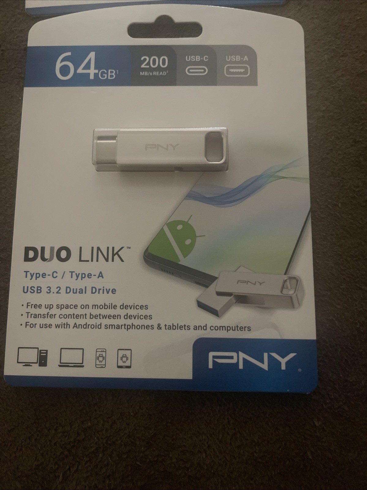 PNY 64GB DUO LINK USB 3.2 Type-C Dual  Drive